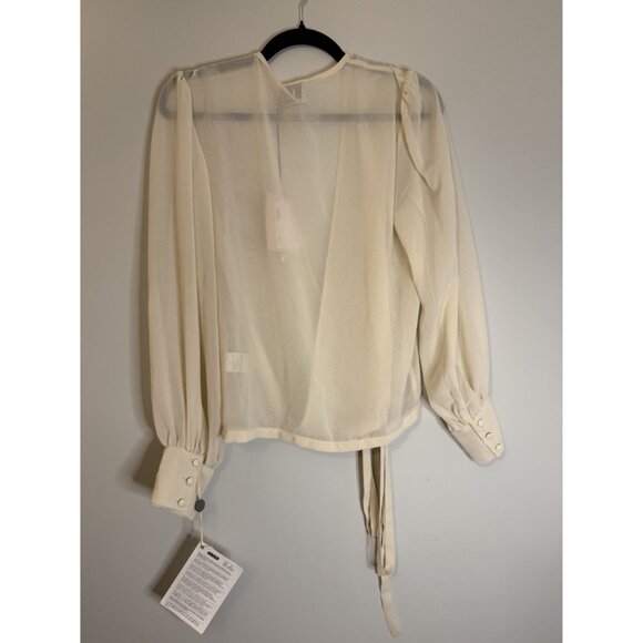 L'Autre Chose Ivory Wrap Blouse Bead Embroidery Size US 6 NWT $329 [jb] - Picture 2 of 11